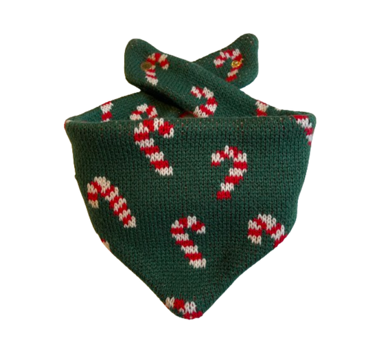 Candy Cane Knit Dog Bandana